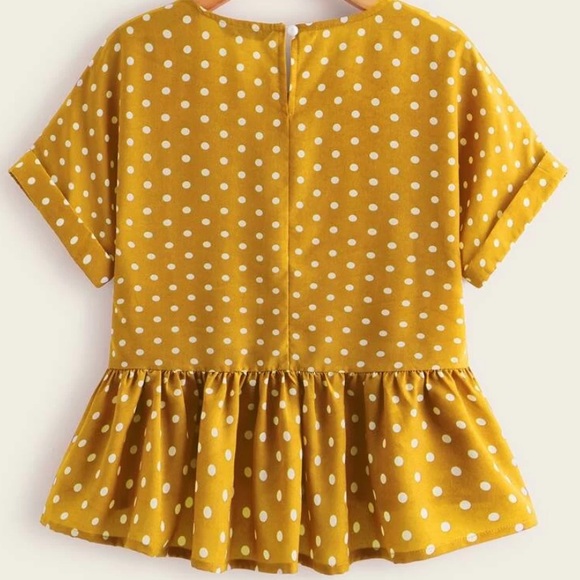 NEW| Ashley Rolled Cuff Polka Dot Top - Picture 2 of 4